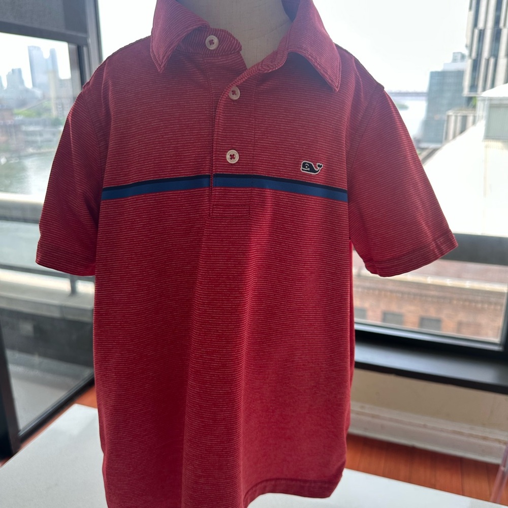 Vineyard Vines Red and Blue Polo with Classic Stripe